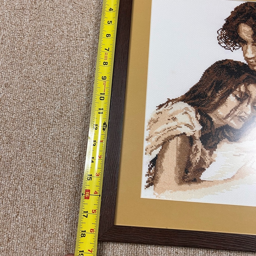 Cross Stitch Finished Couple Lovers Framed Art 18x15.5 Romance Love Needlepoint - Picture 6 of 8